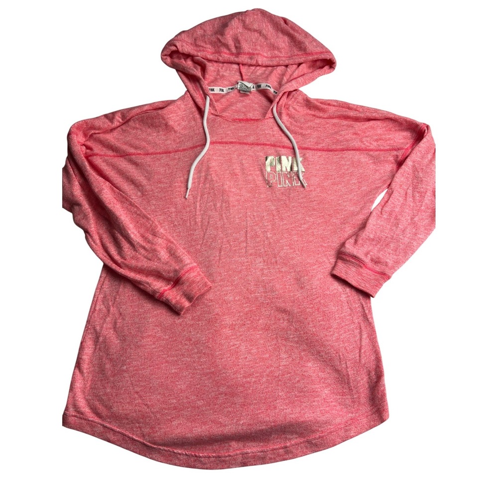 Victoria's Secret 2015 PINK Open Back Hoodie Pink Marl Silver Foil Logo Medium
